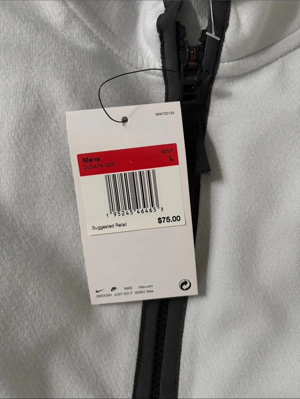 Nike White 1/4 zip with Black Trim -